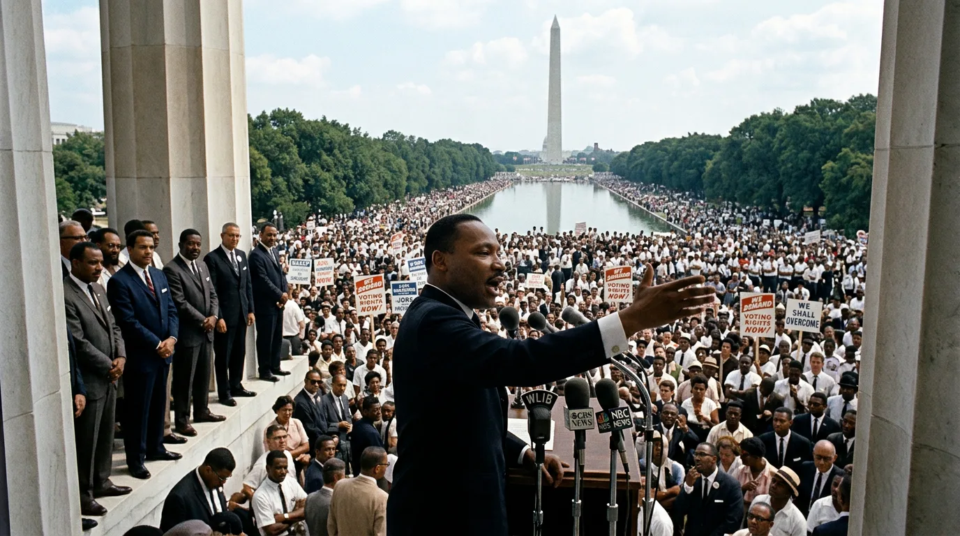 Martin Luther King Jr. pronuncia il discorso 'I Have a Dream'.