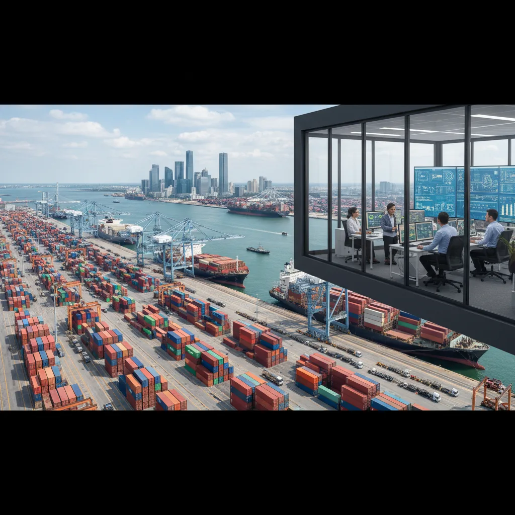 Container di spedizione globali tracciati con l'IA per la visibilità della supply chain.