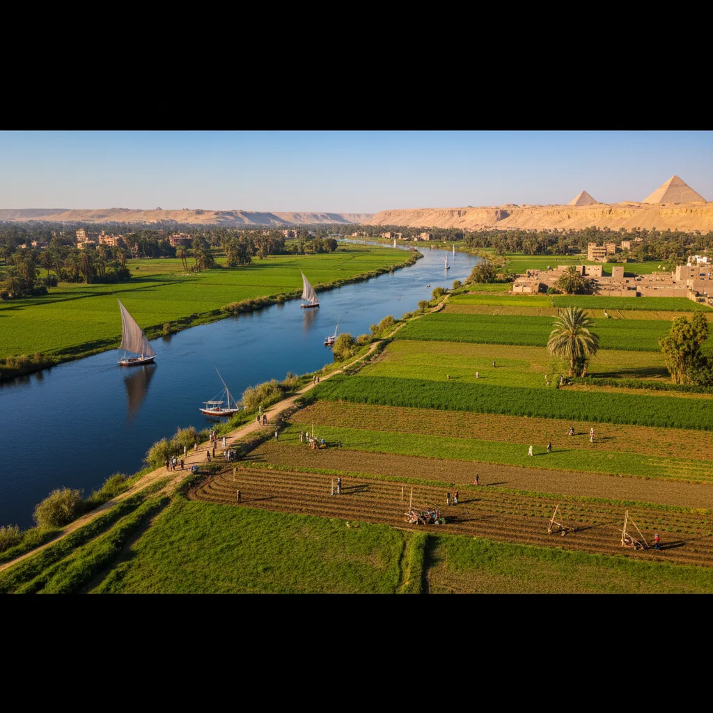 Río Nilo, arteria vital del Antiguo y moderno Egipto.