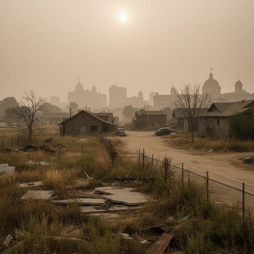 Terreno incolto desolato nella Los Angeles degli anni '40, che allude a una scoperta.