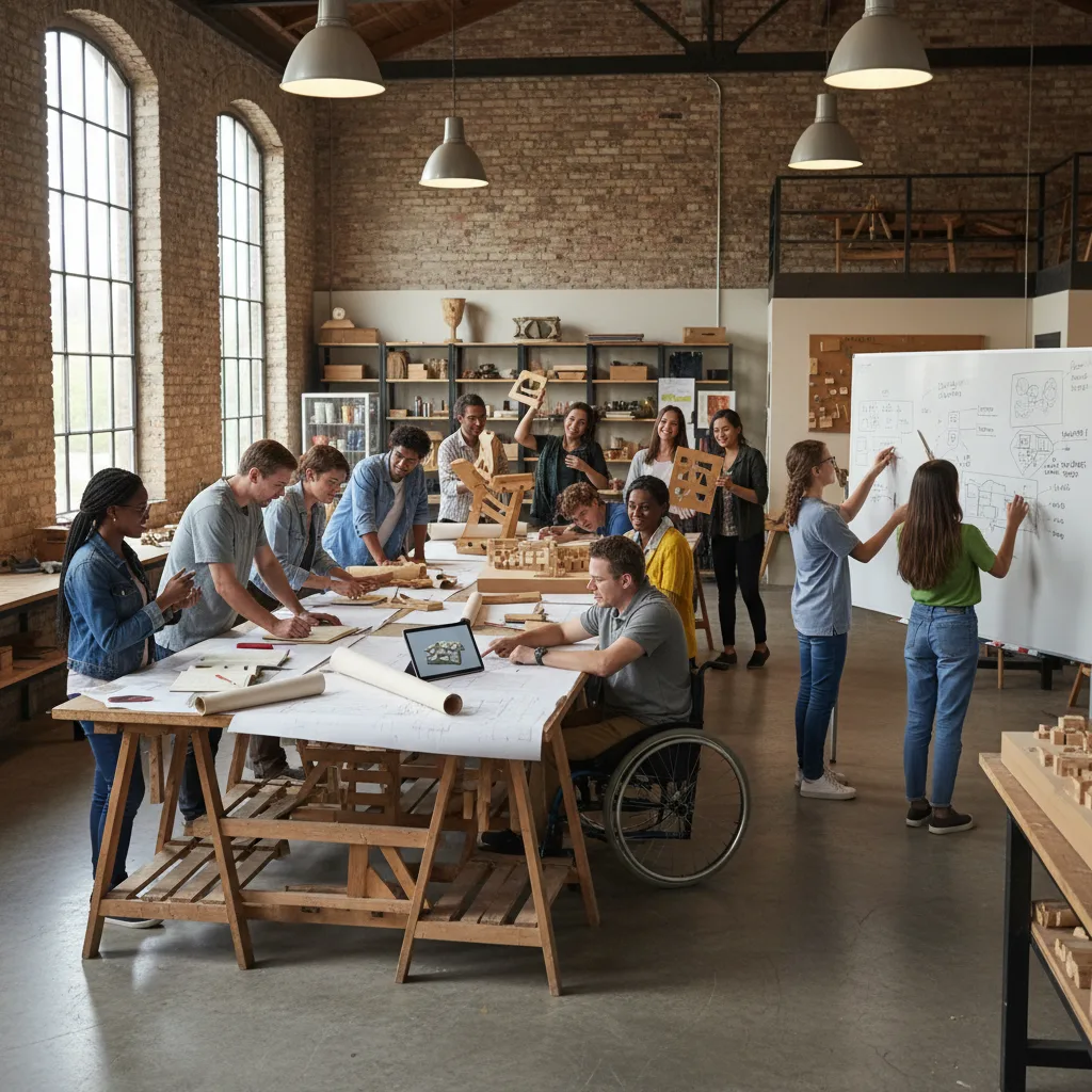 Personale del museo che collabora con membri della comunità a un progetto.