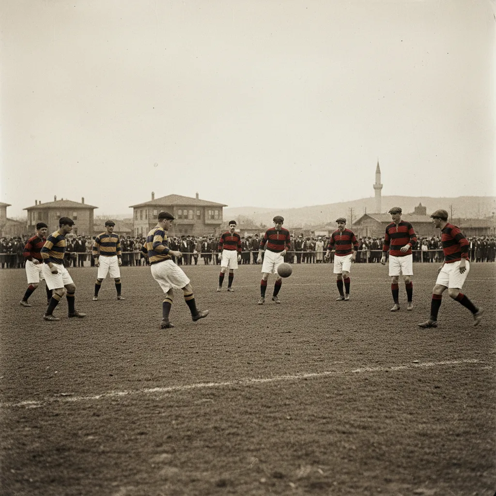 Partita di calcio turca dei primi del XX secolo, Fenerbahçe vs Karagümrük.