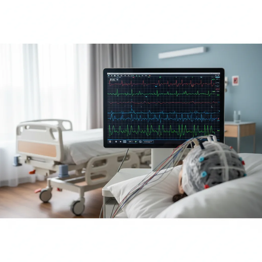 Monitorización de la actividad cerebral con EEG en un entorno hospitalario moderno.