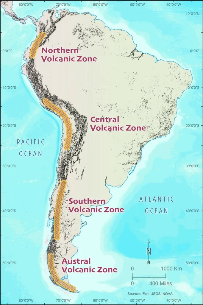 The active volcanoes of the Andes Mountains are directly fueled by magma created from the rapid subd