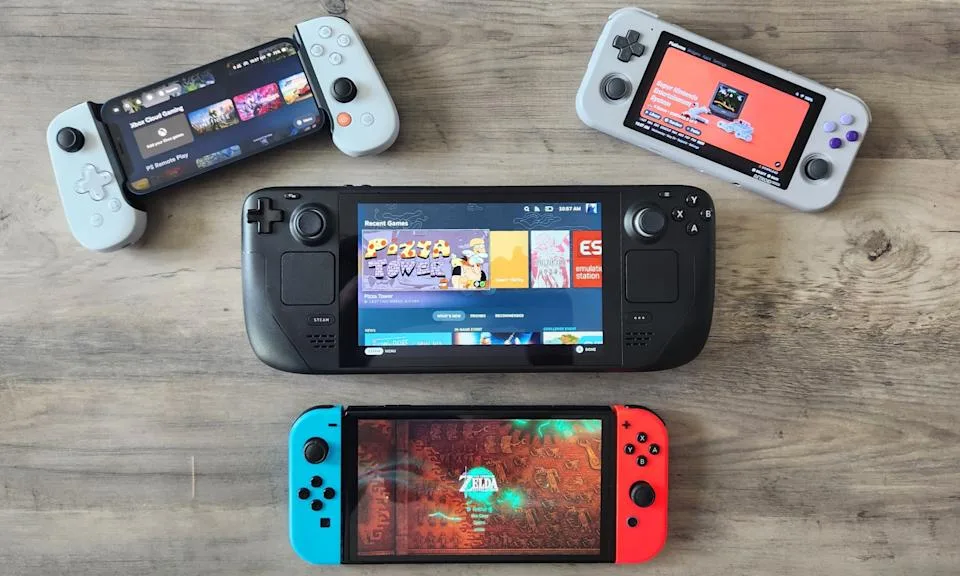 Dispositivos de gaming portátiles modernos como Nintendo Switch, Steam Deck y PlayStation Portal ejemplifican la difuminación de las líneas entre las consolas tradicionales y el juego portátil