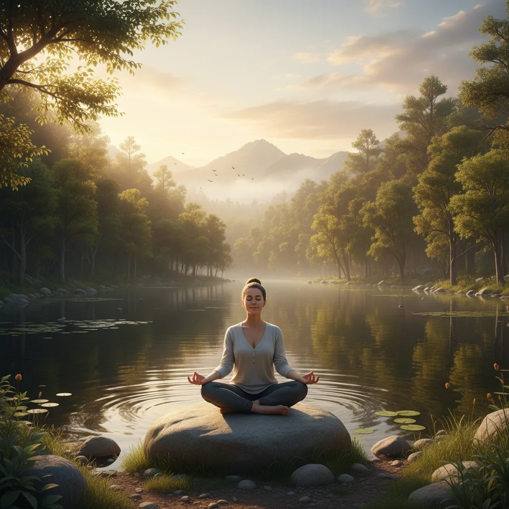 Una persona che pratica la mindfulness per la resilienza interiore e la pace.