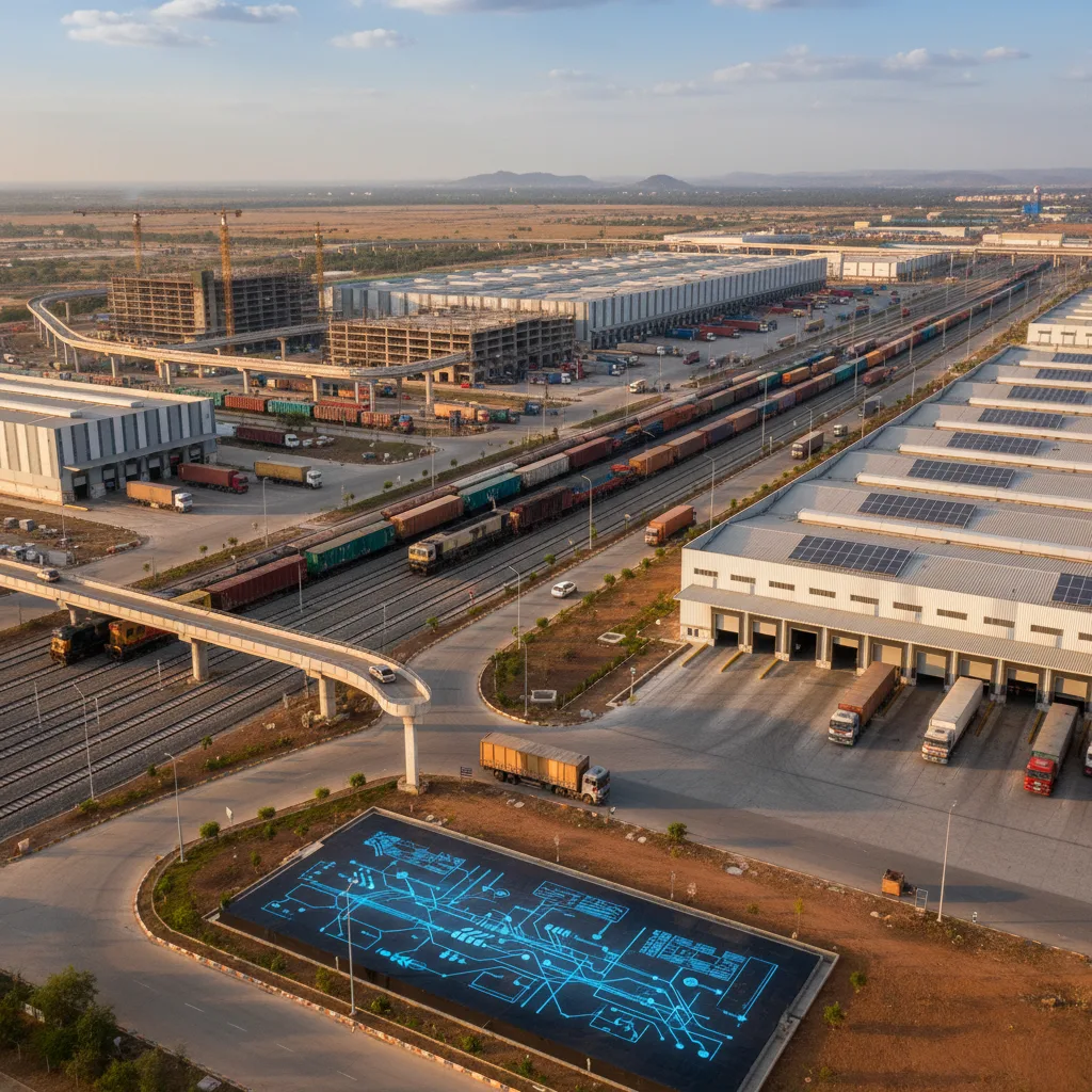Infrastructure logistique moderne améliorant l'efficacité commerciale de l'Inde.