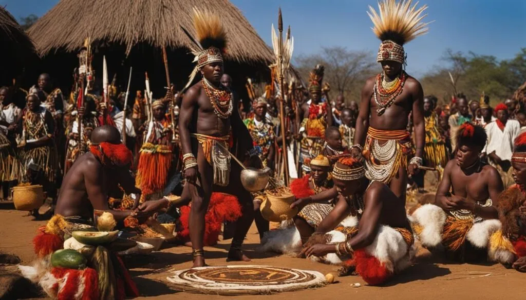 Il popolo zulu onora gli *Amadlozi*, spiriti ancestrali, attraverso offerte e rituali. Queste pratiche sono 
