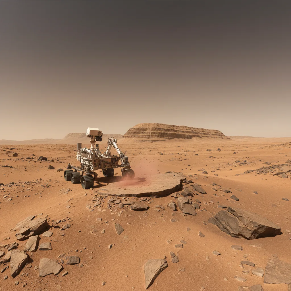 Le rover Perseverance explorant le cratère Jezero sur Mars.