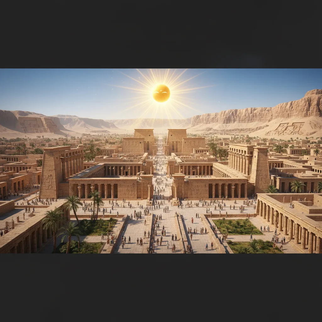 Akhetaten: La gran capital de Akhenaten bañada por la luz de Atón.