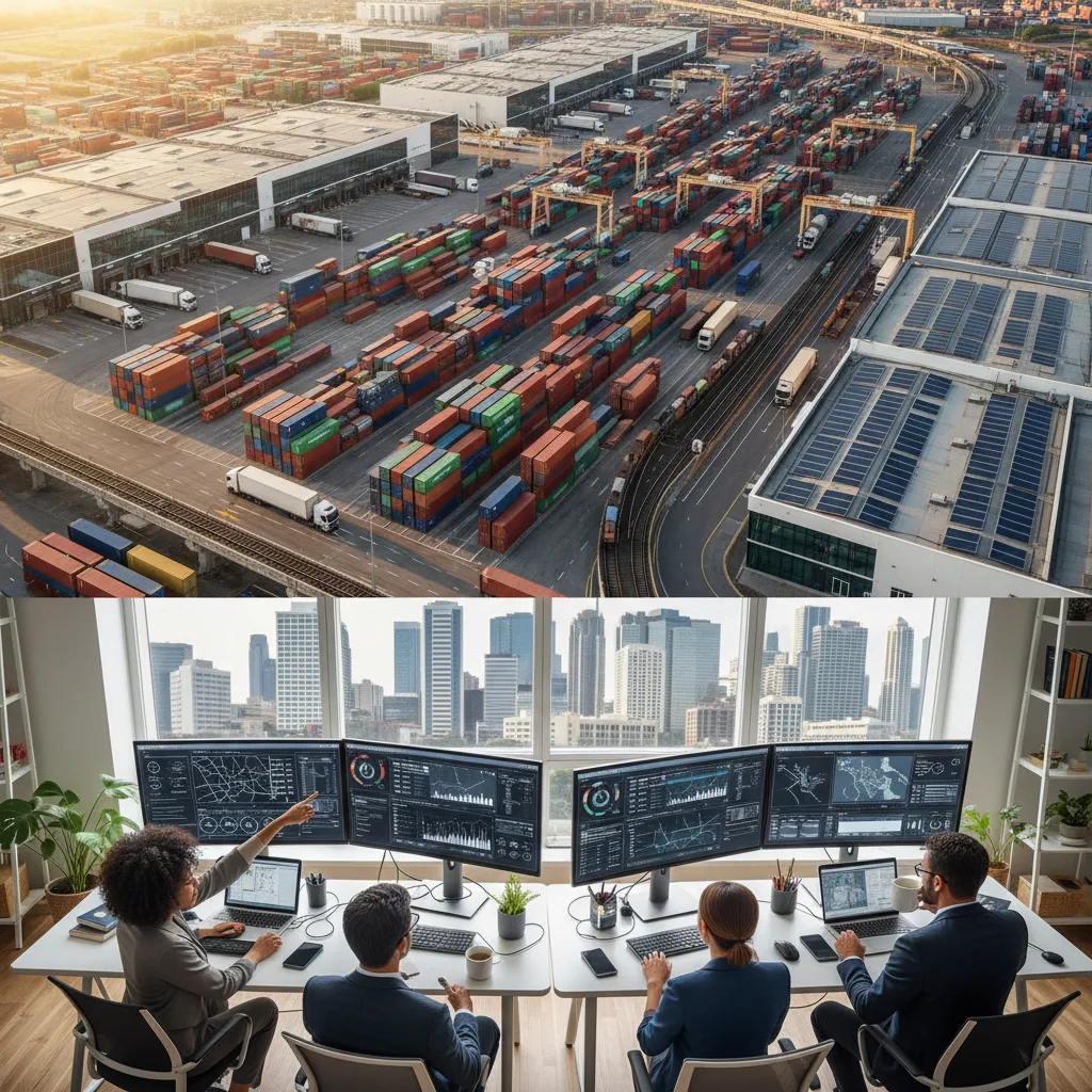 Un hub logistico globale gestito da team remoti che ottimizzano le risorse.