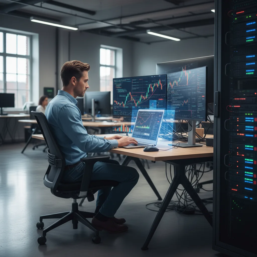 Algorithmes de machine learning traitant de vastes ensembles de données financières pour des prédictions.