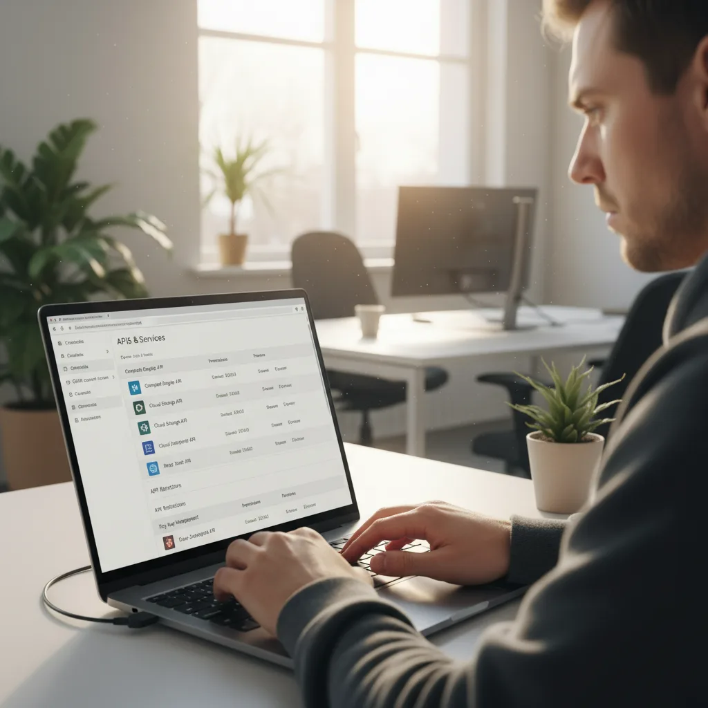 Sviluppatore che configura le autorizzazioni API in una console cloud.