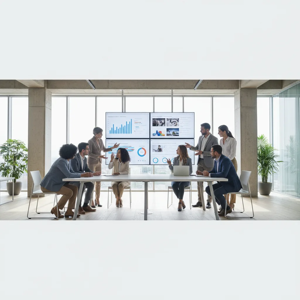 Team che collabora su un flusso di lavoro efficiente per la gestione dei contenuti digitali.