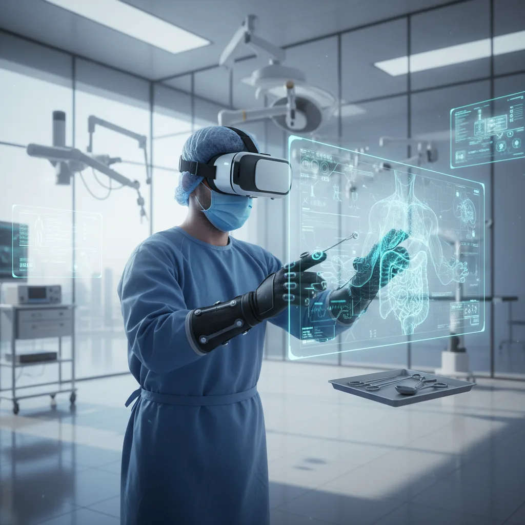 Un chirurgo pratica una procedura complessa utilizzando una simulazione di realtà virtuale.